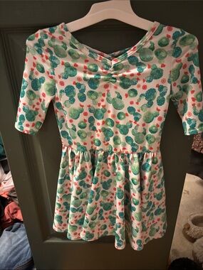 Dot Dot Smile Girls' Green & Coral skater Skater Dress 2t